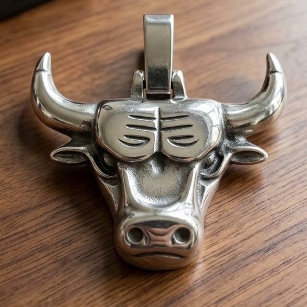 Chicago Bulls Logo Pendant Silver Tone NBA Basketball Sports Jewelry